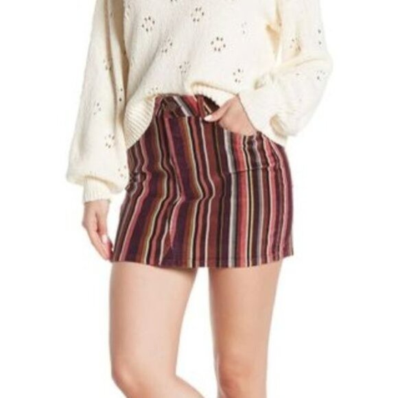 Jolt NWT Boho Stripe 90s Y2K Style Corduroy Mini Skirt, 11 - Picture 16 of 16